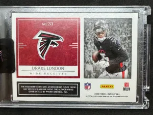 2022 Panini One Drake London 3 Color Dual Patch RPA /75 RC #31 Atlanta Falcons back