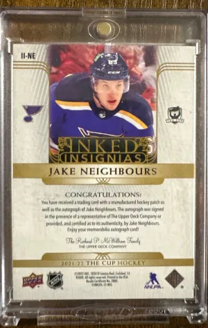 Jake Neighbours The Cup Rookie Insignias 56/75 back