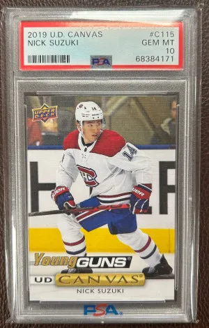 2019-20 Upper Deck Young Guns Canvas Nick Suzuki PSA 10 front