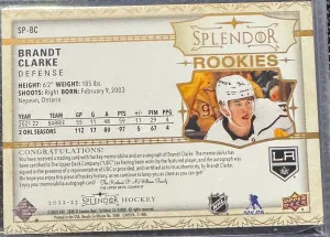 2022-23 Splendor Brandt Clarke Rookie Patch Auto /49 back