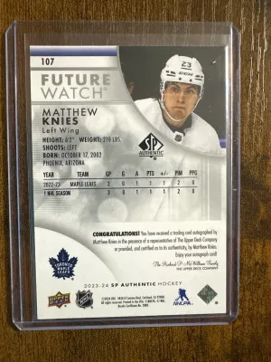 Matthew Knies Future Watch 605/999 True back