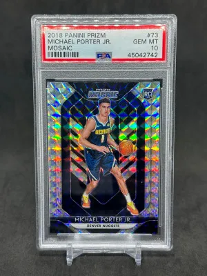 Michael Porter Jr 2018-19 Panini Prizm Mosaic Rookie RC #73 PSA 10 Nuggets front
