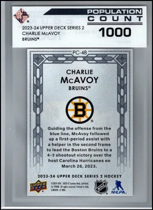 2023-24 Upper Deck Series 2 #PC-48 Charlie McAvoy /1000 back