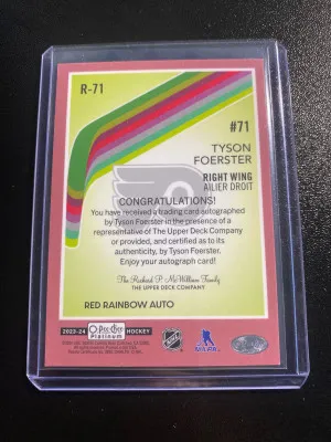 Tyson Foerster 23-24 OPC Platinum Red Rainbow Auto back
