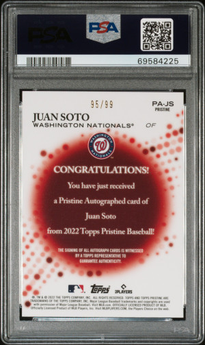 2022 Topps Pristine Pristine Autographs Juan Soto Pristine Auto-Refractor back