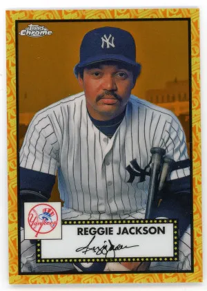 2021 Topps Chrome Platinum Anniversary #499 Reggie Jackson Orange and Yellow 70th Anniversary Refractor 17/25 front