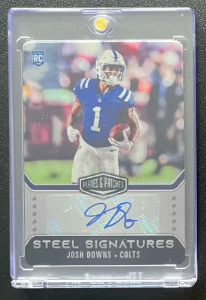 2023 Panini Plates & Patches Josh Downs Steel Signatures /300 front