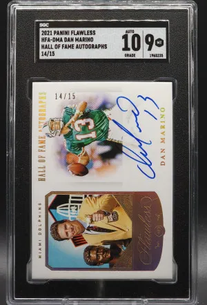 21 Panini Flawless Dan Marino Hall Of Fame Autographs 14 /15 SGC 9 AUTO 10 front