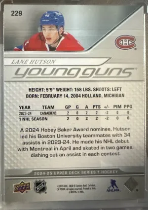 Lane Hutson Young Guns back