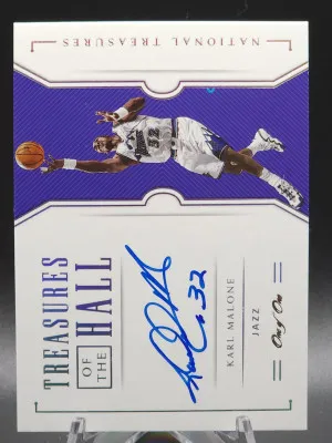 18-19 Panini National Treasures Karl Malone Treasures Of The Hall 1 Of 1 front