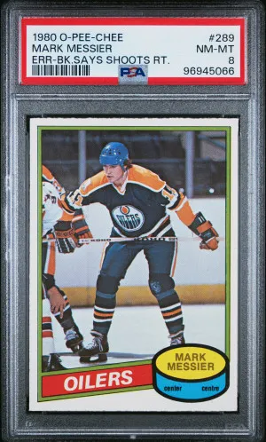 1980 O-Pee-Chee Mark Messier Err-Bk.says Shoots Rt. front