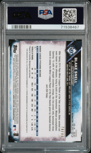 2016 Topps Chrome Rookie Autographs Blake Snell Rookie Auto-Green Ref /99 PSA 9 back