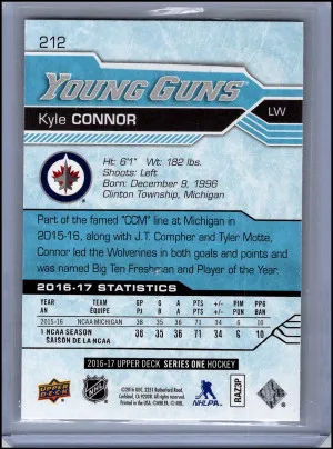2016-17 Upper Deck Series One #212 Kyle Connor Young Guns RC back