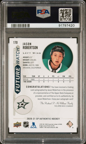 2020 SP Authentic Jason Robertson Future Watch Auto PSA 9 back
