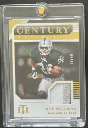 2020 Panini National Treasures Rod Woodson Century Materials Player Worn Patch /49 3-Color front