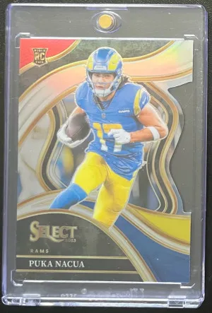 2023 Panini Select Puka Nacua Red Blue Prizm Die-Cut front