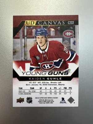 2022 Upper Deck Kaiden Guhle #C232 Rookie back