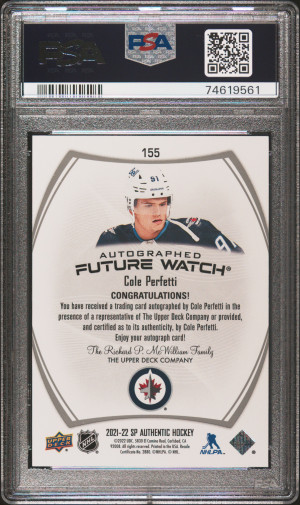 2021 Sp Authentic Cole Perfetti Autograph back