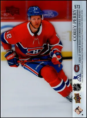 2020-21 Upper Deck Extended Series #573 Corey Perry Clear Cut Acetate back