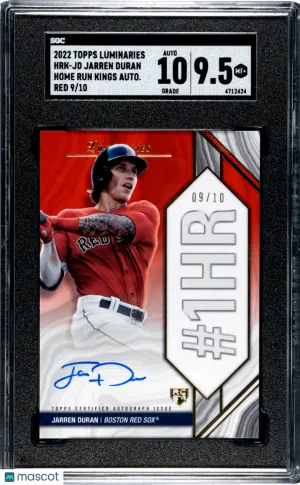 2022 Topps Luminaries Jarren Duran Home Run Kings Auto Red 9/10 #HRK-JD SGC 9.5 front