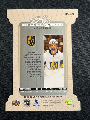 Jack Eichel /25 made History Class Extended Series Die-cut Hockey Card HC-47 back
