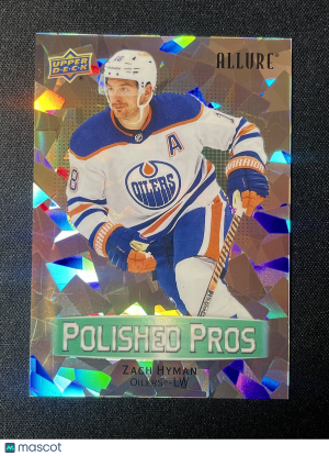 Zach Hyman /249 made Allure Polished Pros Green 2023-24 Hockey Card PP-28 front