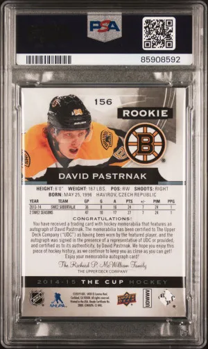 2014 Upper Deck The Cup David Pastrnak  Rookie Autograph Patch /249 back