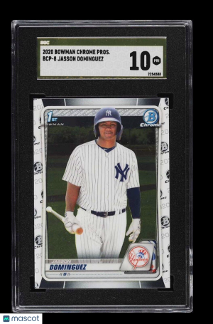 Jasson Dominguez Rookie SGC 10 GOLD LABEL Bowman 1st Prospect Baseball Card front