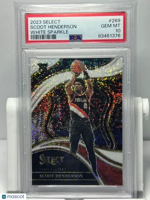 2023-24 Panini Select SCOOT HENDERSON Rookie RC White Sparkle Courtside PSA 10 front