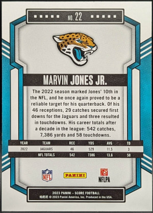 2023 Score Showcase Parallel #22 Marvin Jones Jr. Jacksonville Jaguars /100 [1017|22] back