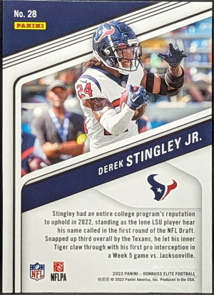 2023 Donruss Elite Orange Parallel #28 Derek Stingley Jr. Houston Texans [1007|28] back