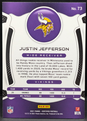 2021 Panini Certified #73 Justin Jefferson Minnesota Vikings [132|73] back