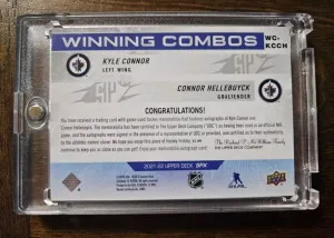Connor Hellebuyck/Kyle Connor Winning Combos Dual Patch Auto /25 back
