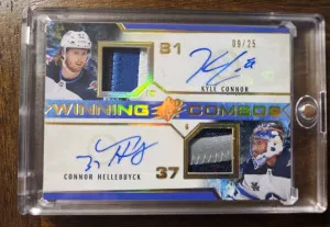 Connor Hellebuyck/Kyle Connor Winning Combos Dual Patch Auto /25 front