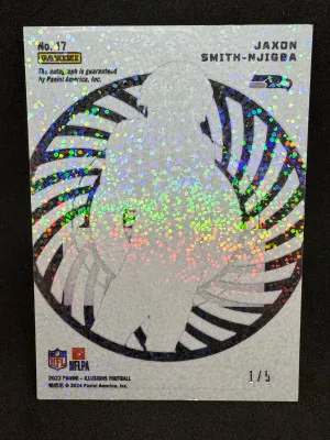 2023 Illusions #17 Jaxon Smith-Njigba RC Mystique Auto FOTL Green /5 Color Match 1st on Print SSP back