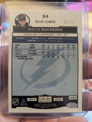 2015-16 O Pee Chee Nikita Kucherov blue cubes /75 back