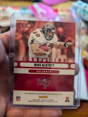 2022 Absolute Football Gold Holo Iconic Ink Mike Alstott auto /10 back