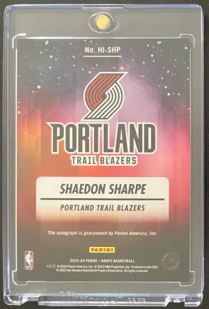 2023 Panini Hoops Shaedon Sharpe Hoops Ink Auto back
