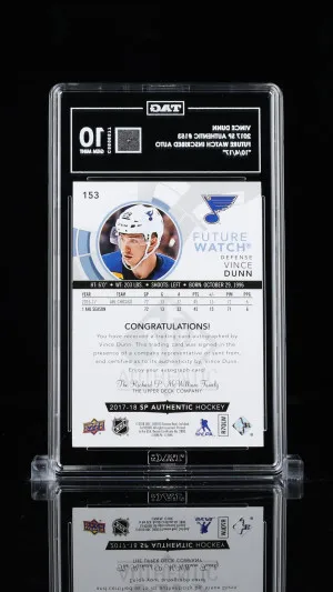 Vince Dunn 2017 Upper Deck Sp Authentic Future Watch Autograph Inscriptions #153 "10/4/17" back
