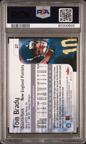 2000 Skybox Impact Tom Brady back