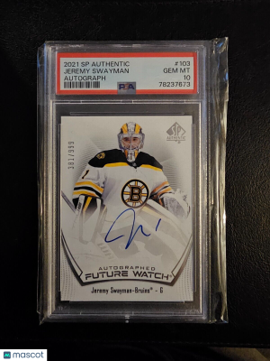 2021 22 SP Authentic Future Watch Auto Rookie #381/999 Jeremy Swayman PSA 10 front