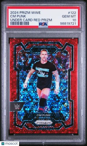 2024 Panini Prizm WWE CM Punk #122 Undercard Red 93/99 PSA 10 POP 1! front