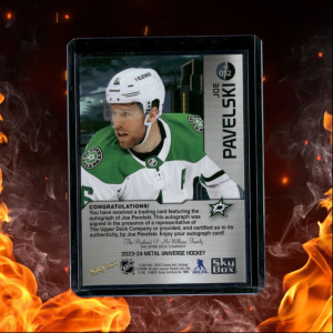 2023-24 Skyybox Metal Universe Joe Pavelski Silver Auto #032 back