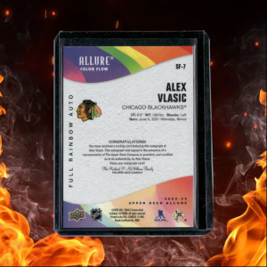 2022-23 Upper Deck Allure Alex Vlasic Color Flow Full Rainbow Rookie Auto #SF-7 back