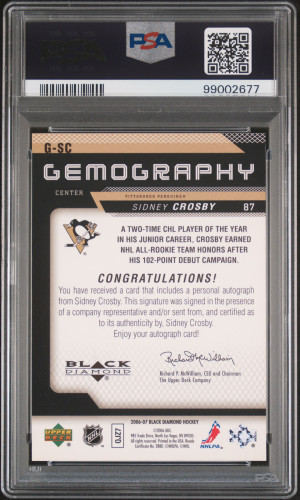 2006 Upper Deck Black Diamond Gemography Sidney Crosby Gemography back