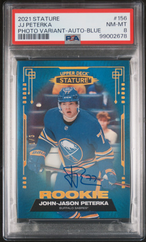 2021 Upper Deck Stature Jj Peterka Photo Variant-Auto-Blue front