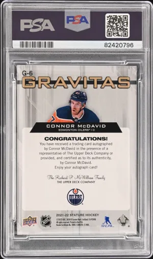 2021 Upper Deck Stature Gravitas Connor Mcdavid Gravitas-Auto-Black 1/1 back