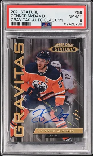 2021 Upper Deck Stature Gravitas Connor Mcdavid Gravitas-Auto-Black 1/1 front