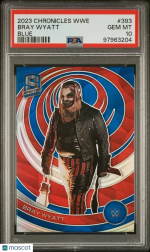 2023 Panini Chronicles WWE Bray Wyatt Spectra Blue 88/99 #393 PSA 10 Pop 2 front
