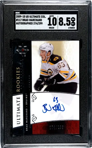 2009-10 Ultimate Collection Brad Marchand RC AUTO /299 SGC 8.5 front